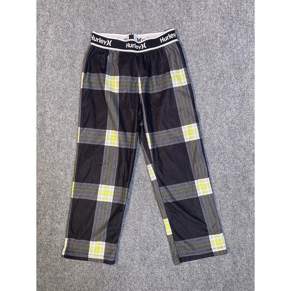 Hurley Lounge Pants Boys Size 6 Black Checkered PJ Pants Boys Size 6